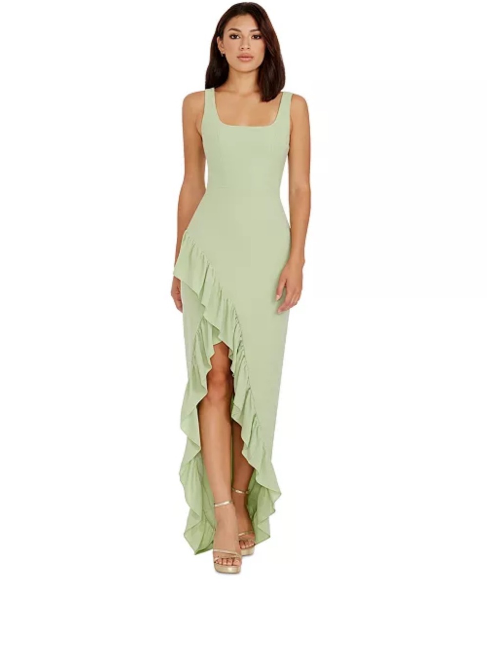 Dress the Population Sage Green Ruffle High-Low Dress